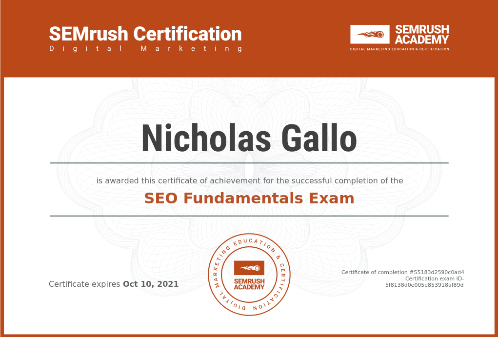  successfully completed the Fundamentals SEO course!